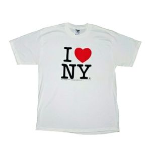 Jerzees White I Love New York Graphic Short Sleeve T-Shirt Adult Size Large
